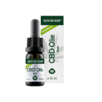 Bottle and packaging of Wedihemp CBD Oil RAW 18%, 10ml size, featuring a green leaf design.