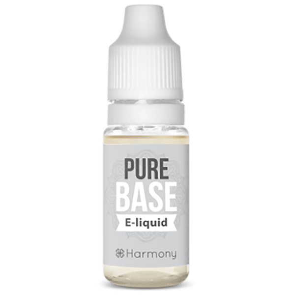 A bottle of Harmony E-liquid 1000mg CBD - Base (10ml) with the words pure base e-liquid.