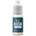 A bottle of Harmony E-liquid 100mg CBD - O.G. Kush (10ml).