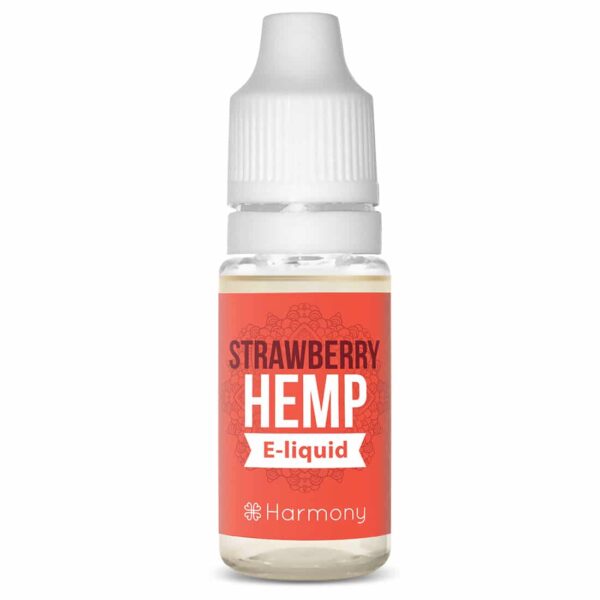 A bottle of Harmony E-liquid 100mg CBD – Strawberry (10ml).