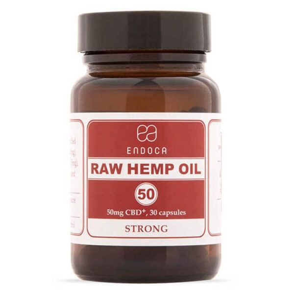 a bottle of endoca raw hemp oil.