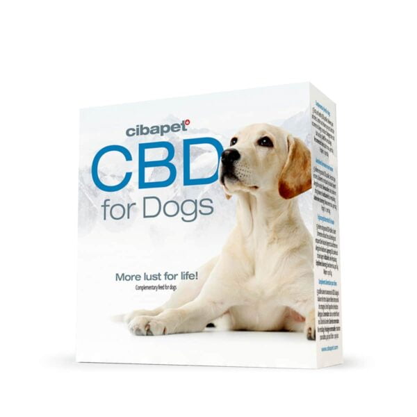 a box of cbd for dogs on a white background.