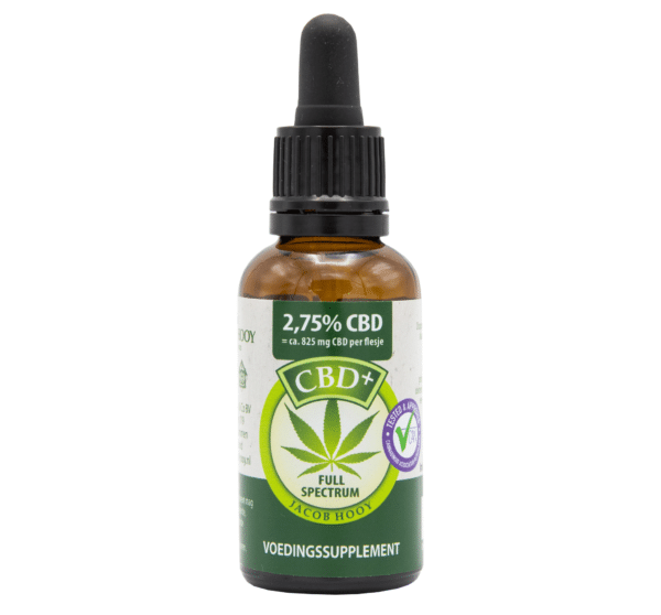 a bottle of cbd oil on a white background.