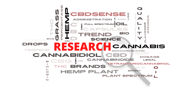 a word cloud with the word research cannabis.